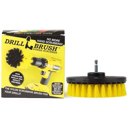 Drillbrush 5 Inch Diameter Drill Powered Scrub Brush With Quarter Inch 5in-Lim-Yellow-Short-QC